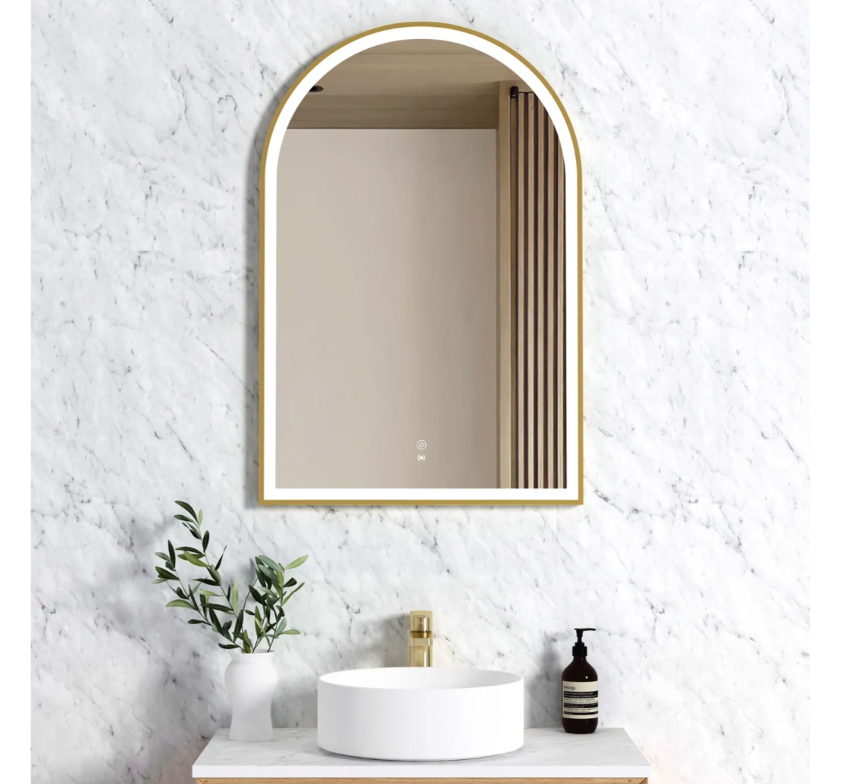 ARCHIE METAL FRAME LED MIRROR 900X600 GOLD