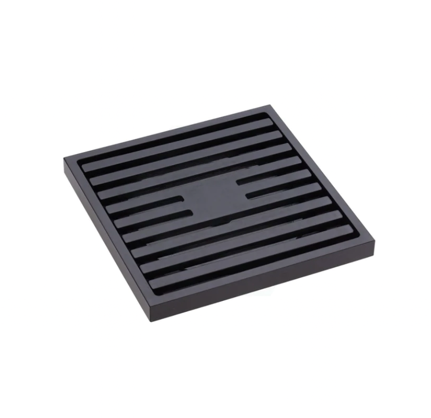 Square Slim Grate Floor Waste Outlet Matte Black