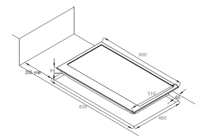 GAS COOKTOP - 900MM BLACK GLASS